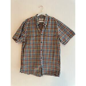 Fjallraven 100% Cotton Men’s Ovik Shirt Checkered Green Orange Gorpcore Large